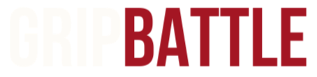 GripBattle Logo. White 'GRIP' and Red 'BATTLE' text on a transparent background
