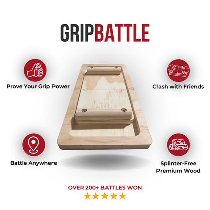 GripBattle Clash board with features listed on a white background